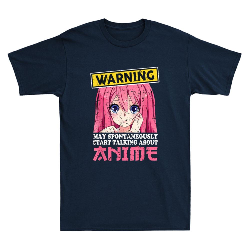 Warning May Spontaneously Start Talking About Anime Girls Vintage Men s T-Shirt L
