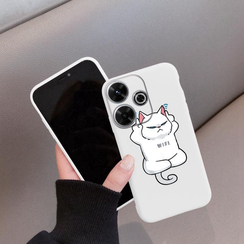 

М який силіконовий чохол White Cat для Samsung A55 A35 M35 S24 Xiaomi Redmi Note 13 Pro 13C 14T Poco C65 iPhone 15 Huawei Honor 200 Realme Shockproof Cover Realme 12 5G білий