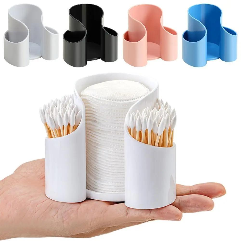 Plastic Dental Floss Dispenser 2in1 Cosmetic Cotton Storage Box Desktop Countertop Storage Organizer Multi-function Storage Rack
