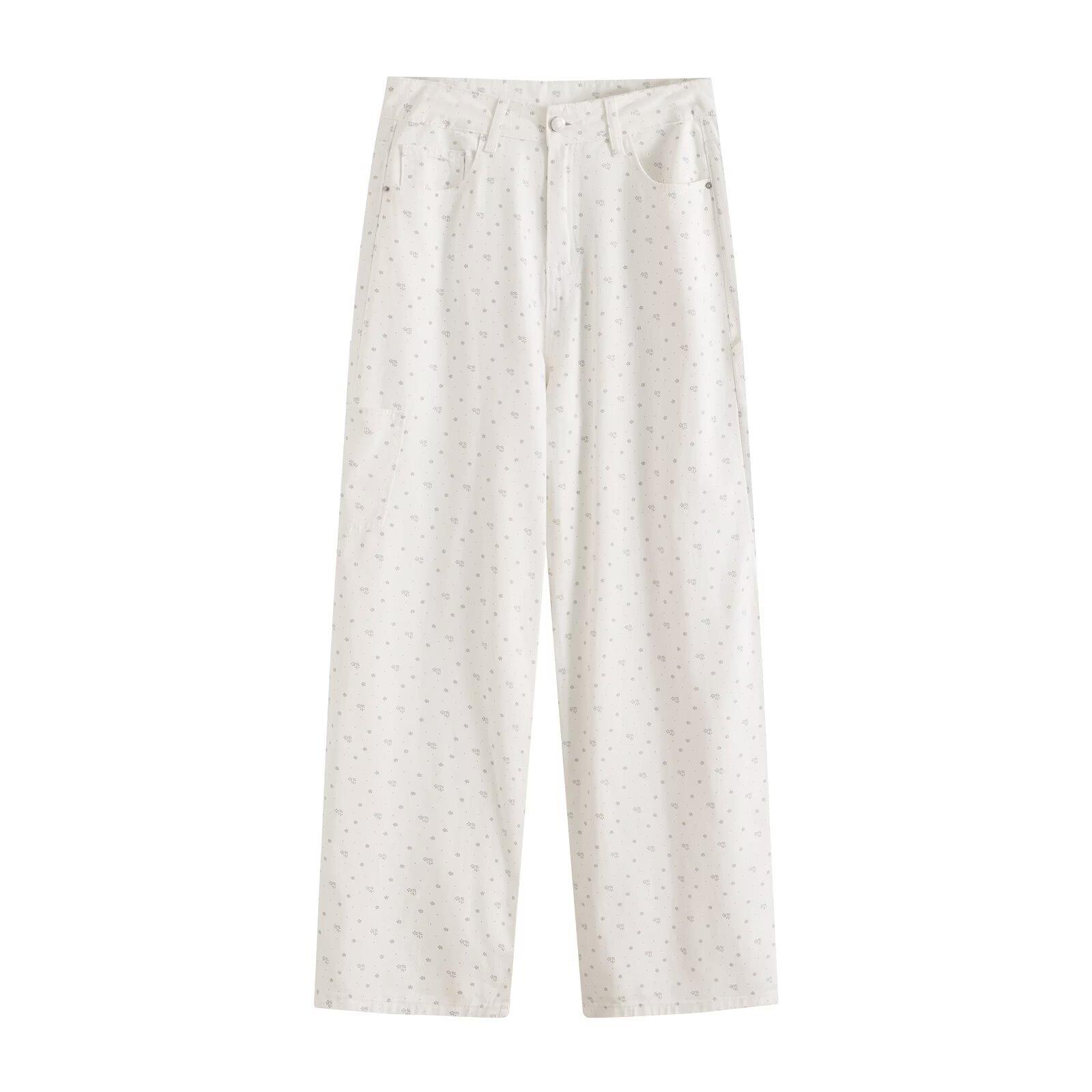European and American style, new women s clothing, foreign style, fashionable, versatile, fashionable and casual, floral trousers XS