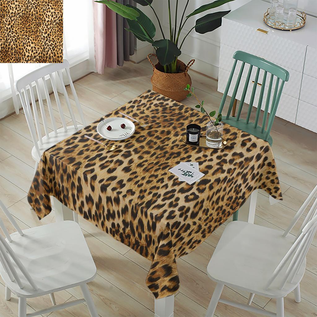 Animal Leopard Vintage Waterproof Tablecloth Rectangular Table Cloth Dining Coffee Table Cover Kitchen Decor