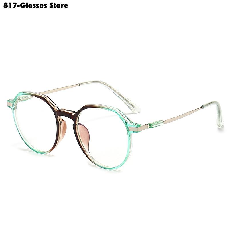 Fasjonable, gjennomsiktige ensfargede nærsynthetsbriller for kvinner og menn Gradvis endring av runde briller