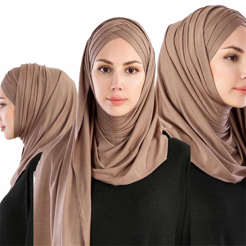 muslim jersey instant hijab scarf for women femme musulman ready to wear hijabs underscarf cap and headscarf two in one