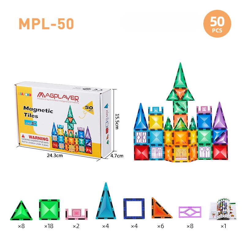 

Diamond Surface Color Window Magnetic Tiles, Magnetic Building Blocks, Kids Educational Strong Magnet Construction Set, Magnetic Stacking Toy Kit Drill face50Color box set