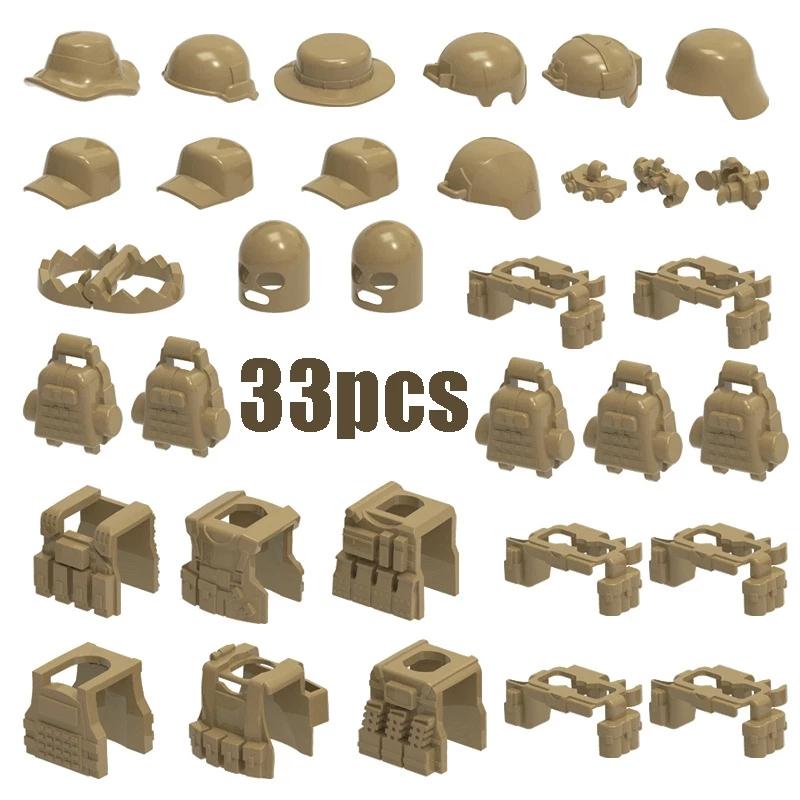 Military Building Blocks Solider Figures Weapons RPG Equipment Vest Equipment Accessories Bomb Disposal Suit Samurai Sword MOC