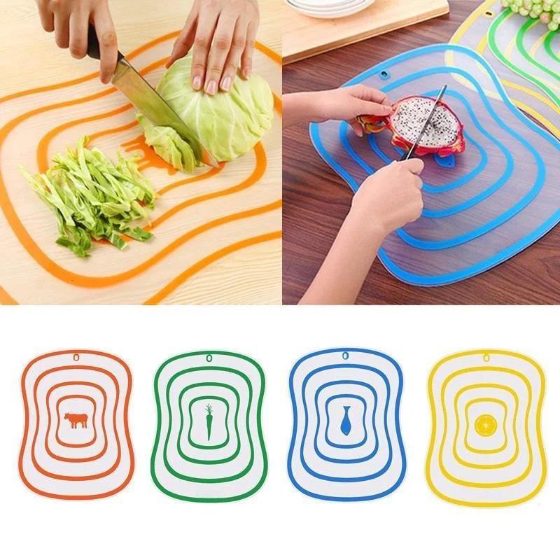 Three Sizes Colored Line Kitchen Non-Slip Chopping Blocks Tool Flexible Transparent Cutting Board Kitchen Pp Cutting Boards
