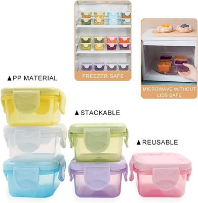 4Pcs Mini Food Storage Containers Leakproof Lids, Condiment Sauce Containers Mini Freezer Storage Containers Airtight Containers