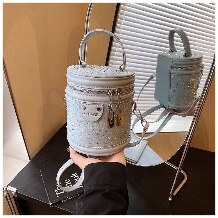 

New products in summer, fashionable and fresh, casual, portable bucket bag temperament, women s commuter messenger bag синий