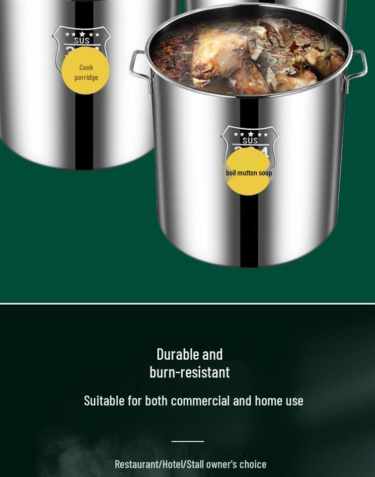 Extra dicker Eimer aus 304 Edelstahl: Großes Fassungsvermögen für Lake, Suppe, Reis und Wasser mit Deckel