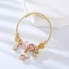 Luxury Inlay Crystal Stereo Hollow Heart Flower Crown Pendant Adjustable Bracelets for Women Fashion Gold Color Bangle Jewelry
