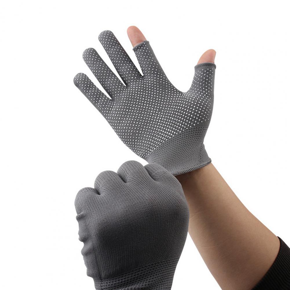 Solid Color Sports Gloves Comfortable Fitting Multi-function Widely Use Open Finger Fishing Tea Picking Gloves