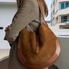 Damen Achseltasche Wildleder-Spleiß PU-Leder Design Knödeltasche Tragetasche Fashi braun/schwarz Schulter Halbmond Handtaschen bolsa