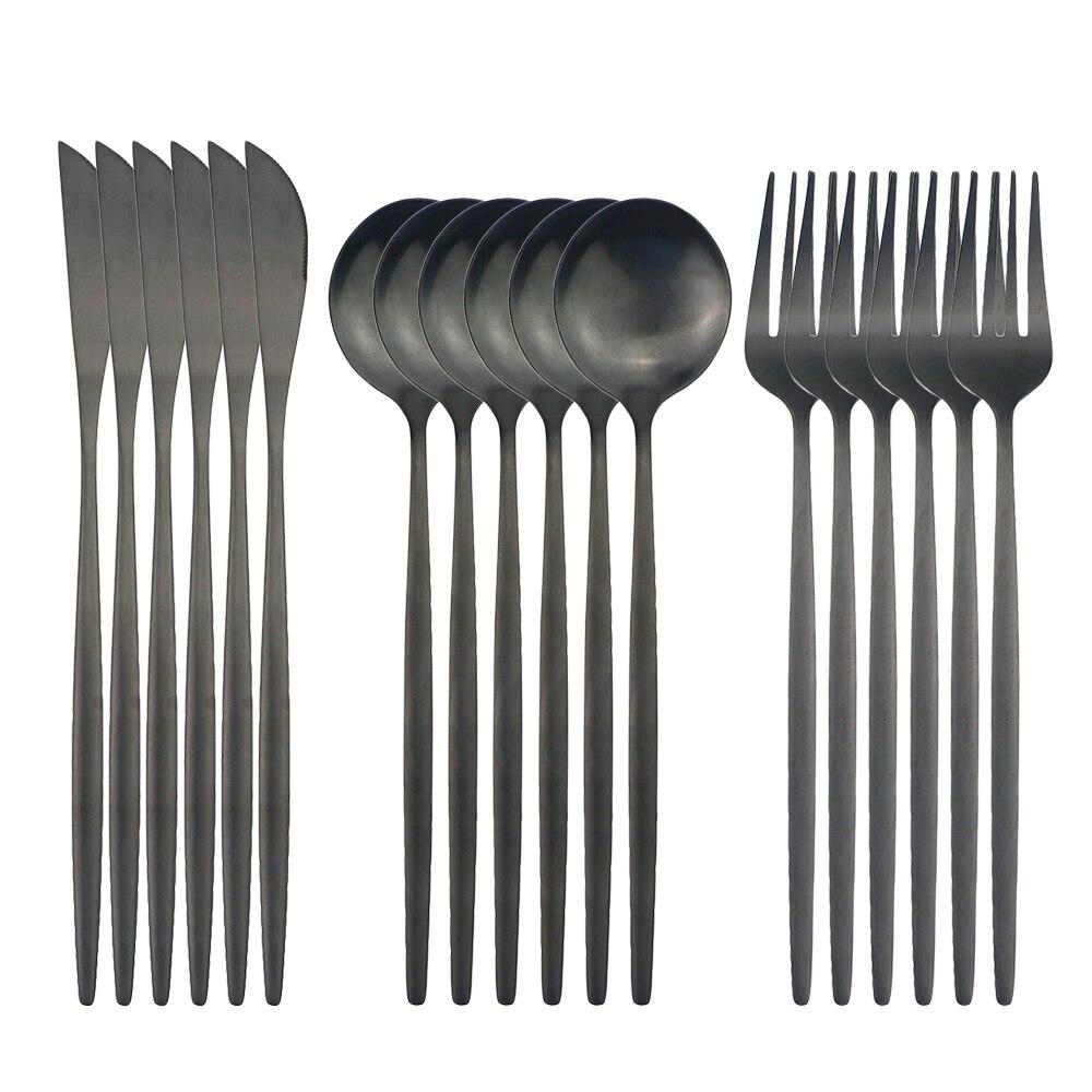 18pcs Colorful Cutlery Set Tableware Set Stainless Steel Dinner Knife Fork Spoon Matte Polishing Dinnerware Set