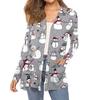 Women's Fashion Christmas Print Long-Sleeved Pocketed Slim-Fit Cardigan Coat