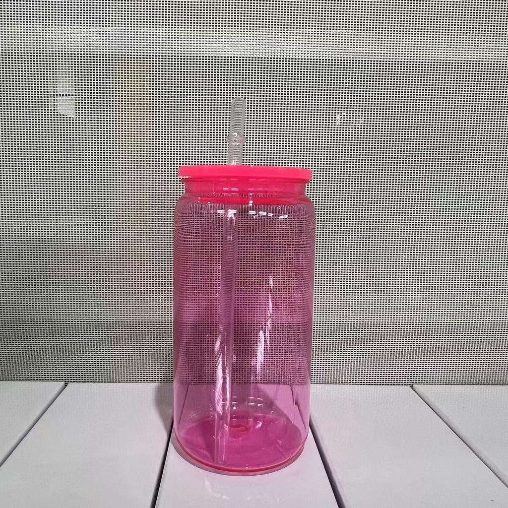 Summer Plastic Straw Cup Solid Color Crushed Ice Cup Student Single-layer Plastic Straw Cup Small Fresh Straw Cover