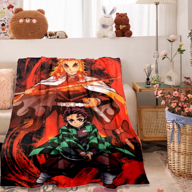 

The Anime-themed Kimetsu No Yaiba Blanket Is Perfect for Naps, Sofas, Living Rooms, Offices, Bedrooms, and Other Similar Spaces. 150x180cm
