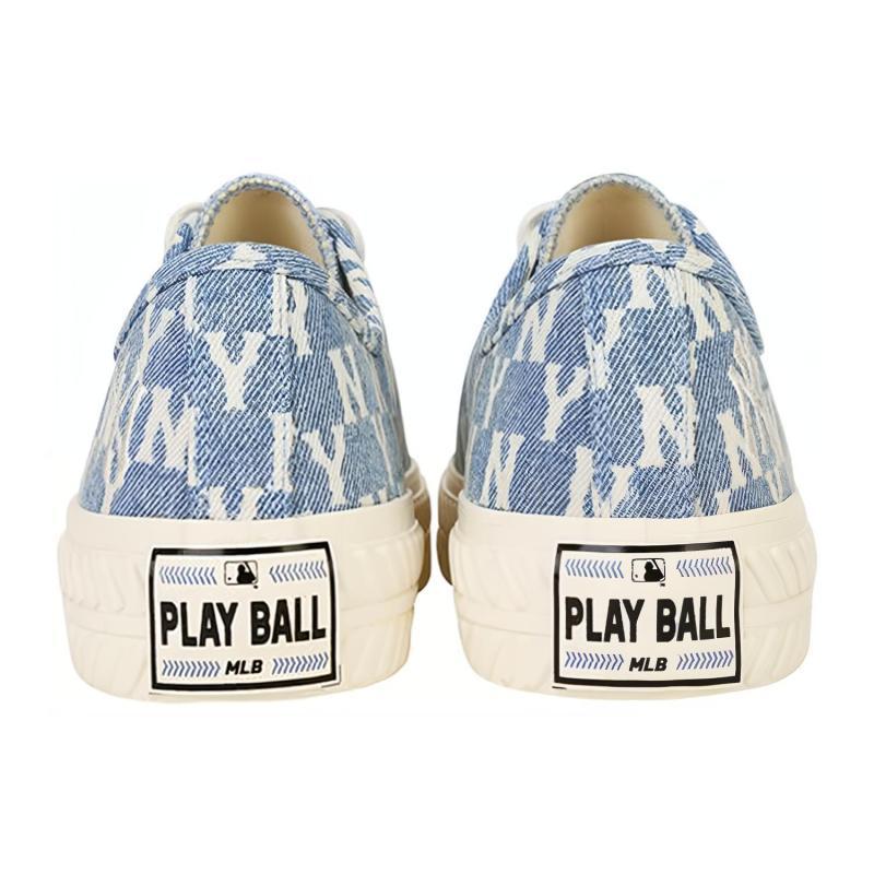 MLB Playball New York Yankees Anti-Slip Wear-Resistant Breathable Lightweight Low-Top Canvas Shoes Unisex Blue White Sneakers