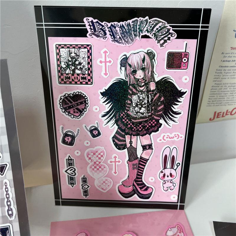 Korean Cute Maid Devil Angel Girl Stickers Scrapbooking DIY Album Decoration Sticker Aesthetic Personalized Kawaii Stationery