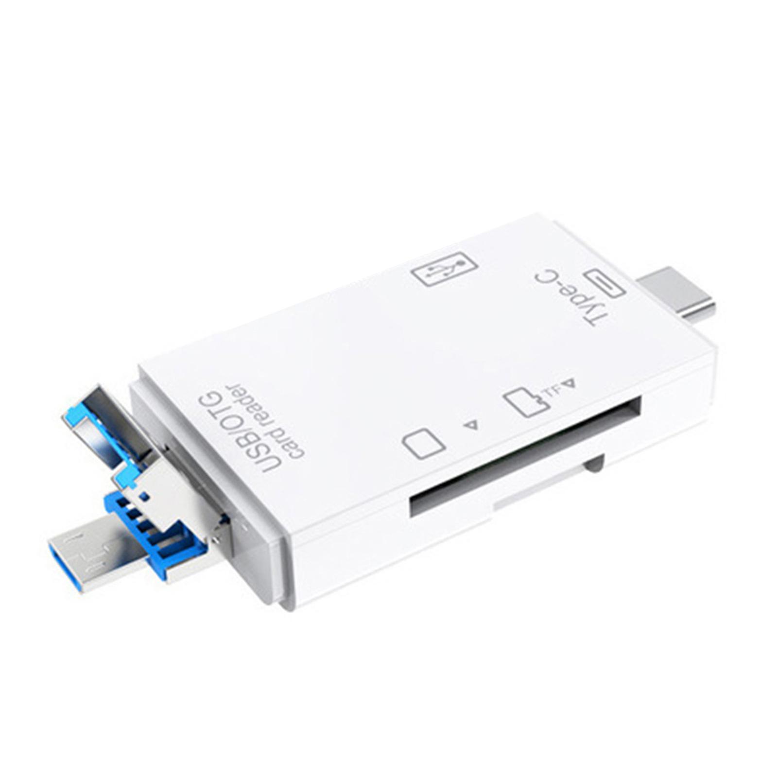 

Micro USB Mini Phone Adapter 6-in-1 Mult USB 3.0 Card Reader Type-C TF-SD Card Reader Laptop OTG Adapter All in one білий