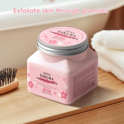 Sakura Kersenbloesem & Rijstzemelen Body Scrub - Zachte Exfoliërende Fysieke Scrub met Vitamine C & Niacinamide Kersenbloesem Scrub