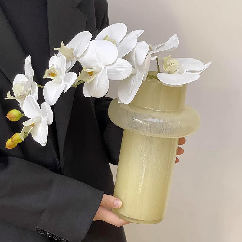 Luxury Orchid Artificial Flower for Hotel Bedroom Decor - High-End Phalaenopsis Single Stem Arrangement Ornament