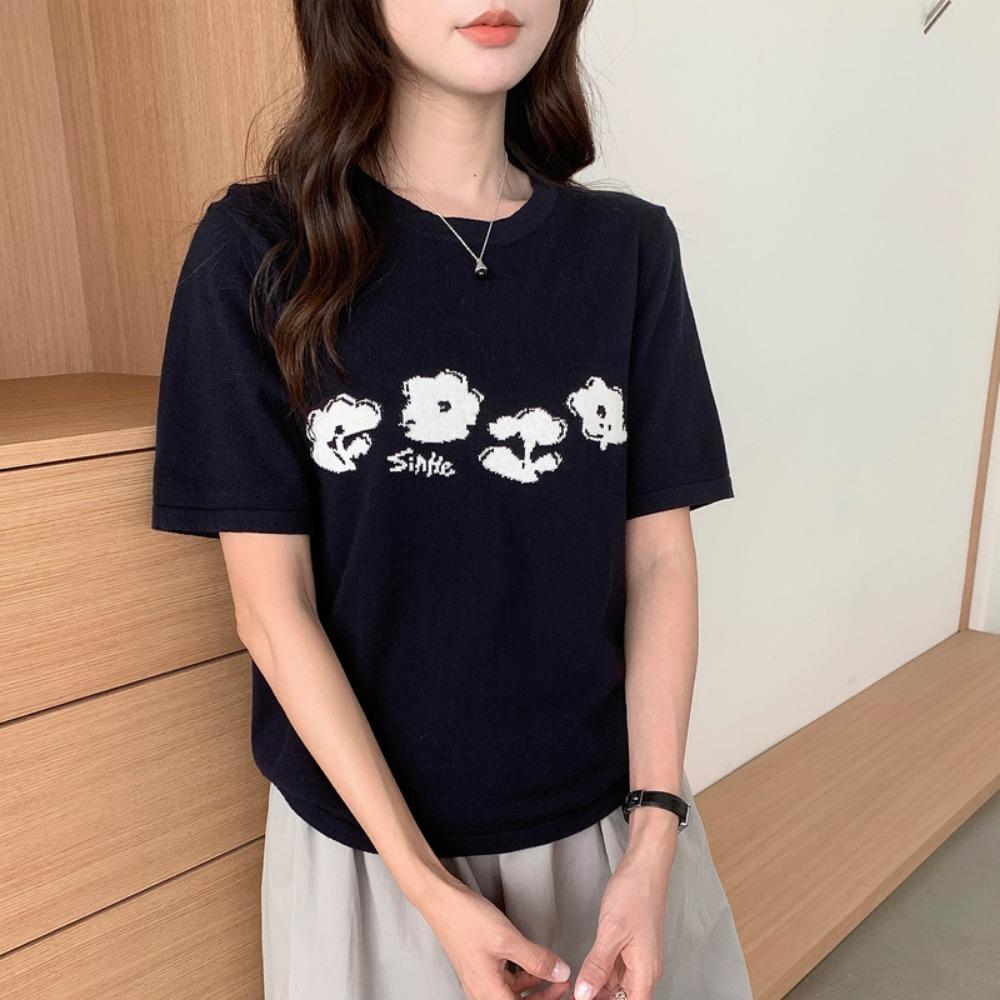 

Summer Women s T-shirt Basic Knitted Short Sleeve Loose Top Fashion Bottom Hot Selling Casual Wear S