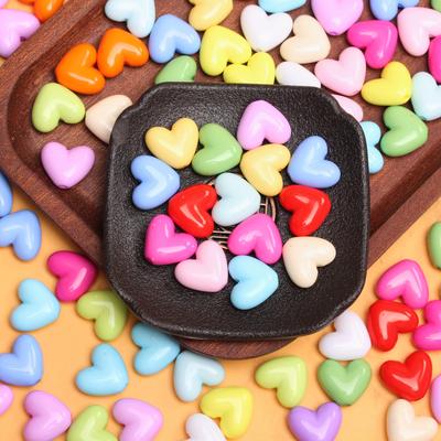 500g 17mm Acessórios Coloridos DIY para Fazer Joias Contas Espaçadoras Soltas Coração Acrílico