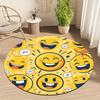 Cute style of emoticons Flannel-printed round floor mats are slip-resistant Suitable living room bedroom terrace garden carpets