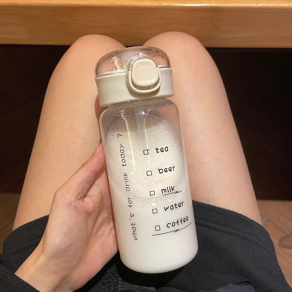 1PC Transparent Simple Sports Water Cup PC Plastic Bouncing Straw Portable Drop resistant Cup Creative water bottle sports hydr