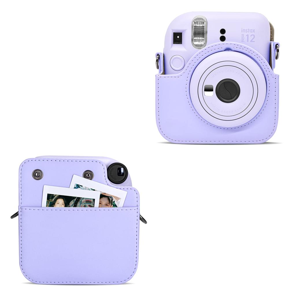 Kinokoo Instax Mini 12 Hülle, Fujifilm Instax Mini 12 Kameratasche mit Magnetverschluss und Schultergurt (lila)