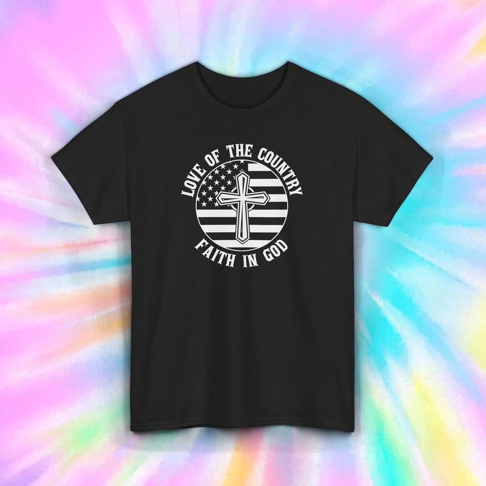 

Faith In God USA Flag T-Shirt Christian Patriotic Religious Tee S-5XL L