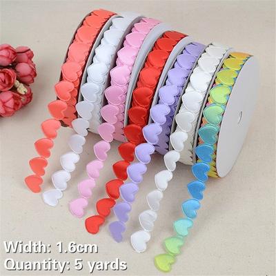 1,6 cm buntes, einfarbiges, herzförmiges Gurtband für Bekleidungszubehör, Band für Kuchen, Geschenkbox, Verpackung, Band, geprägter Gürtel