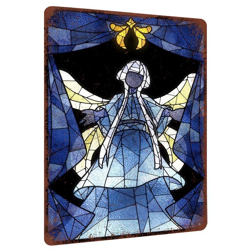 

Custom Stained Glass Style Angel Metal Wall Art Decorative Iron Painting for Home Living Room Decoration 7.9x11.8In(20x30cm)