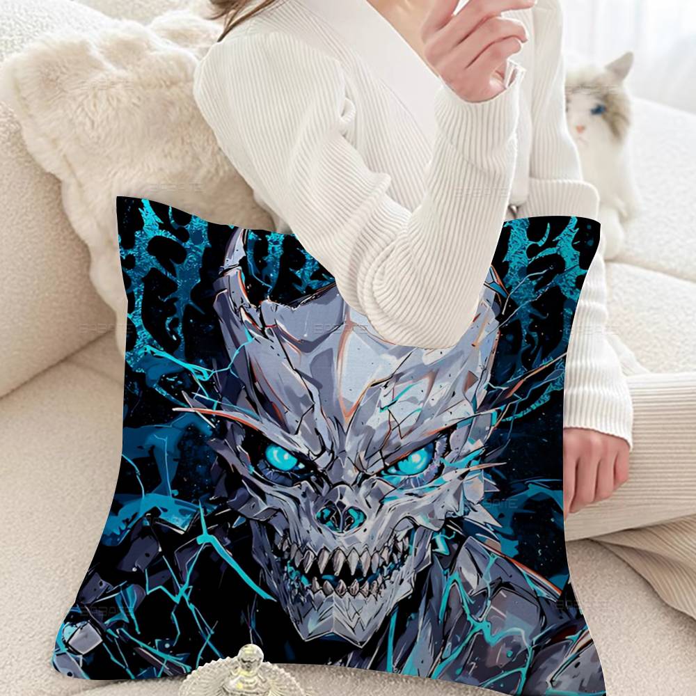 Powerful Monster Comics K-Kaiju No.8 Pillow Covers Cartoon Sofa Decorative Home Double-Sided Printing Short Plush Cushion Cover