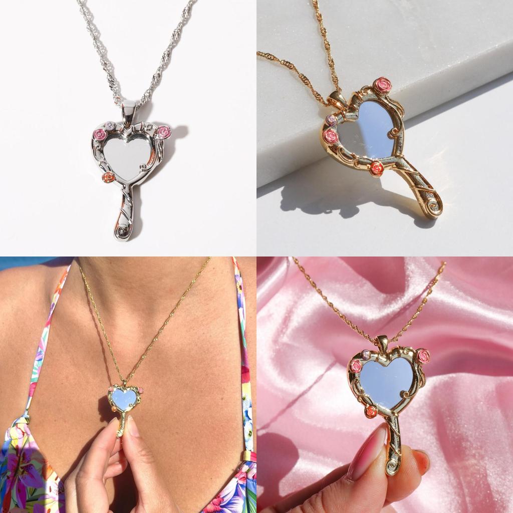 In Spired Heart Shaped Necklace With Copper Material And Rhinestone Accents For Daily Wear