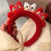 Exquisite Cartoon Horse Hair Hoop Plush New Year Mascot Headband Party Pony Headpiece  Celebration