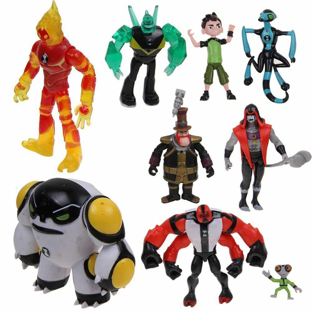 Lote de 9 Piezas Ben 10 Figura de Acción Juego Set Juguete Adorno para Pastel Heatblast Cuatro Brazos