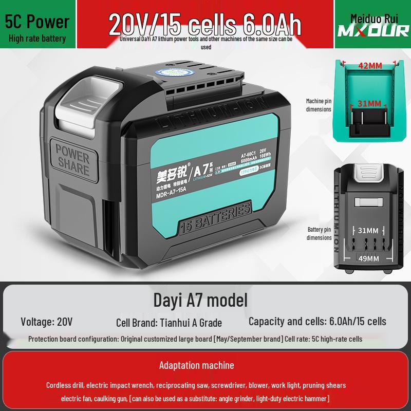 Universal A7 20V Cordless Multi-Tool: Electric Wrench, Angle Grinder, Hammer, Drill, Circular Saw.