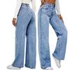 Women's High Waist Washed Women's Jeans Fashionable Versatile Straight Leg Pants