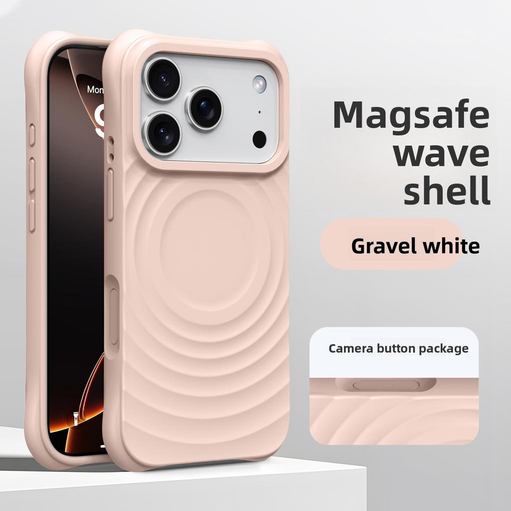 Capa Líquida de Silicone Magnética, Ondulada, para iPhone 17, Cobertura Total com Toque de Pele, Capa Protetora para Apple 16 Pro Max