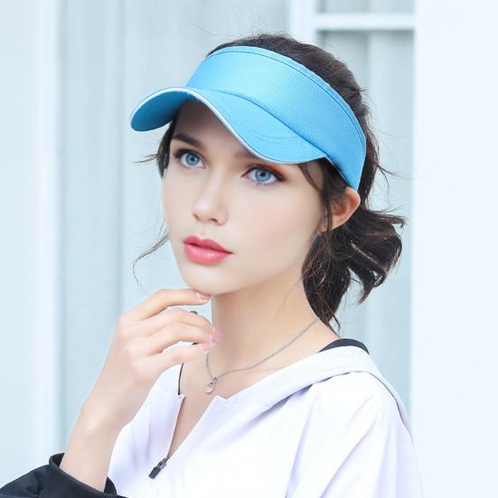 Sun Hat Topless Design Wide Brim UV Protection Elastic Fit Exercise Hat Adjustable Headband Outdoor Sports Hat