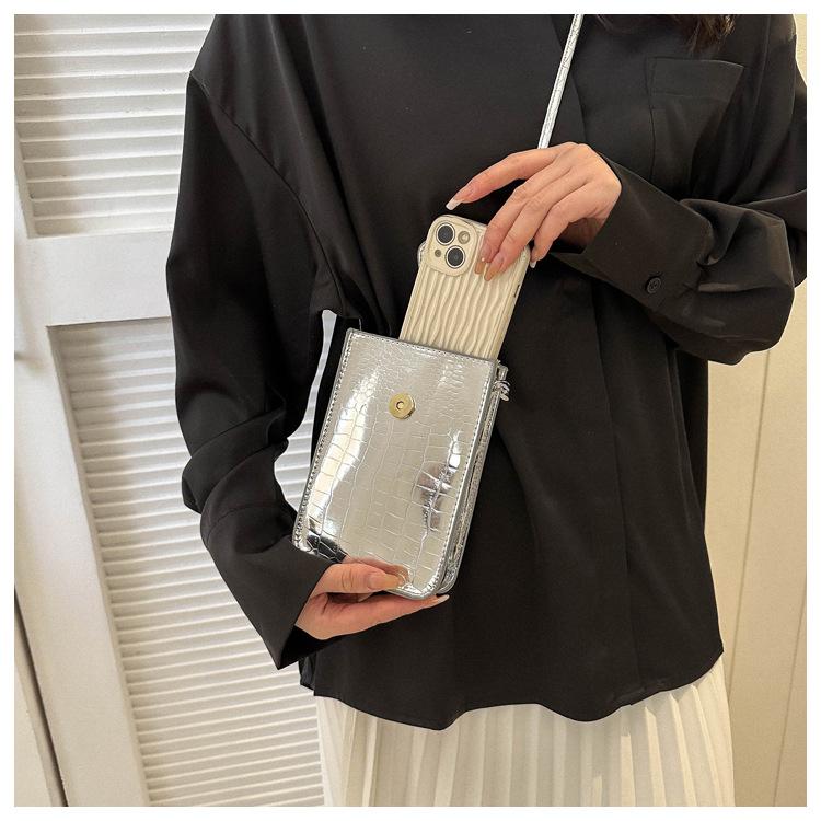 Lackleder Helle Vertikale Handytasche Mode Mädchen Kleine Quadratische Tasche Neue Koreanische Version Von Stein Einzelne Schulter Crossbody Tasche