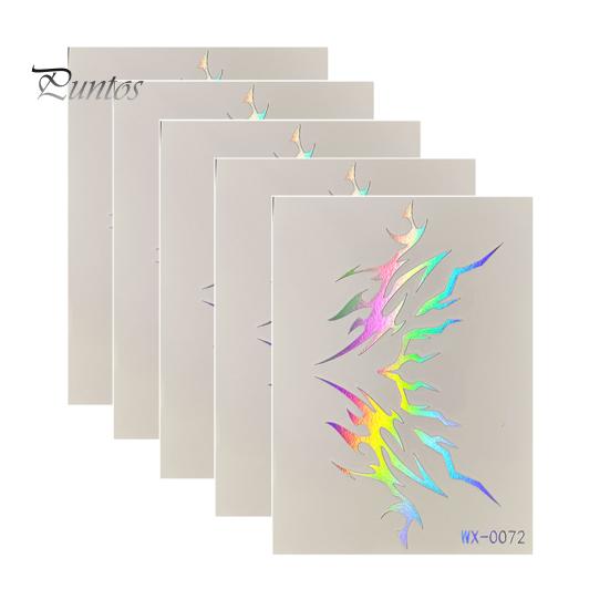Event Makeup Tattoos 5 Sheets Holographic Lightning Tattoos, Waterproof Flash Temporary Safe Face Stickers, Full Color Body Art for Festival