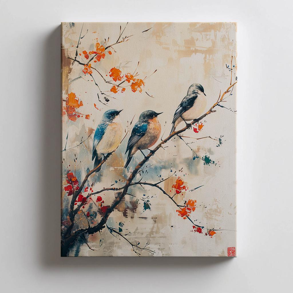 A Branch Full of Life A Branch Full of Life, 30X40 Cm, Unframed, Premium Canvas On Stretcher