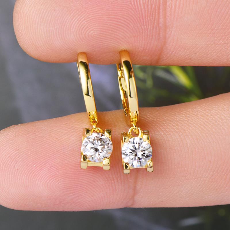 5mm 0.5ct Round Cut Moissanites Earring Delicate Wedding Jewelry 925 Sterling Silver Moissanite Drop Earrings for Women