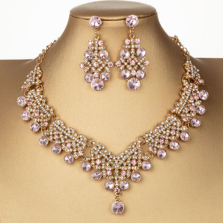 2025 Bridal Rhinestone Necklace & Earring Set: Elegant European-American Wedding Accessories