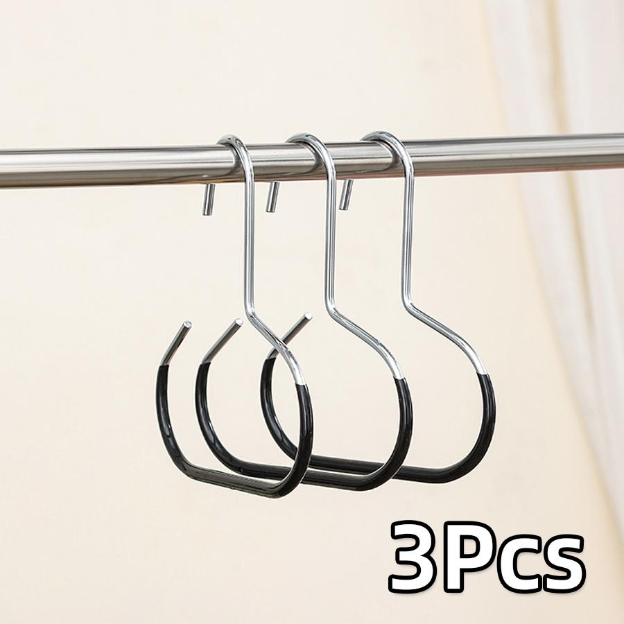 

3pcs Versatile Manganese Steel Round Hook Ties Bags Pants Hanger Clothes Rack Holder Home Organizer Accessories Non-Deformable