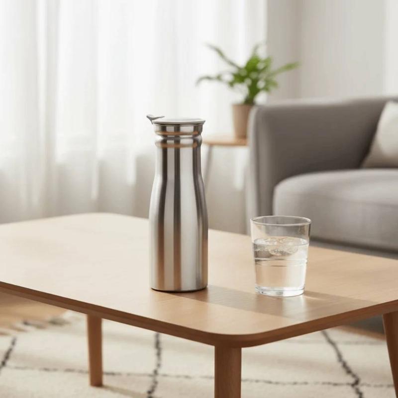 1L Portable Stainless Steel Cold Water Jug Leakproof Sealed Lid Food Grade Kettle for Travel Outdoor Use