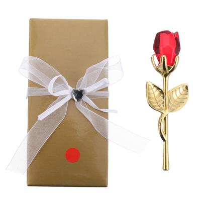 1Pcs Crystal Rose Flower Decor Home Office Desk Ornament Bright Shiny Romantic Valentine Gift for Her Birthday Decorative Item