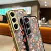 Acrylic Hard Orange Flower Pattern Matte Phone Case for Samsung S25 Ultra S24 Fe S23 S22 A16 A15 A56 A55 A35 Shockproof Clear Soft Edges Case